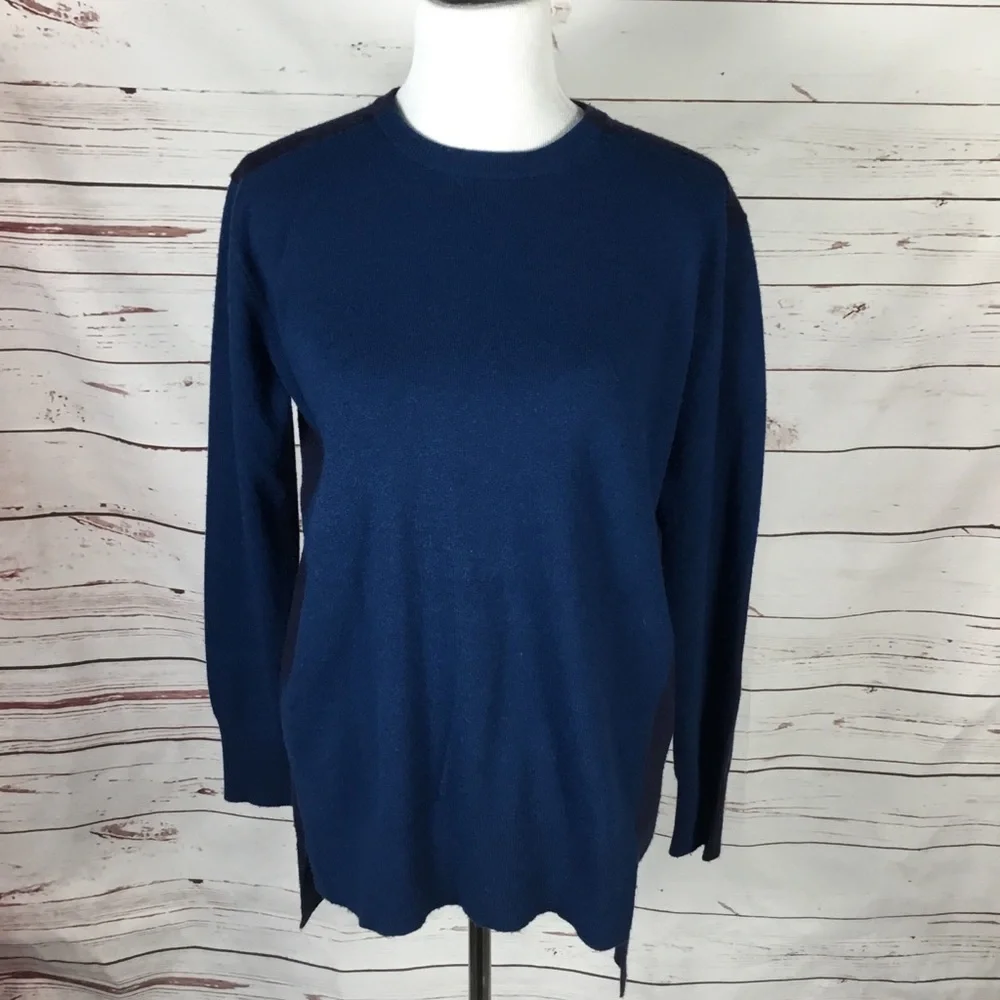J. Crew Preppy 2 Toned Blue Hi‎ Low Colorblock Sweater